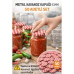 Binbirreyon 50 Adet 63mm Kavanoz Kapağı Metal Kapak Konserve Turşu Kapak RA438