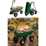 Binbirreyon Bahçe Arabası Damperli Şişme Tekerlekli Çekme Araba 75Lt 120Kg 47x45x100cm AB098