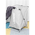 Binbirreyon Laundry Çamaşır Sepeti Metal İskeletli Kapaklı Oxford Kumaş 38x38x58cm LC019