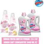 Bingo Fresh Yüzey Temizleyici Mutlu Yuvam 2,5 L 2'li + Bingo Soft Konsantre Yumuşatıcı Manolya 1440 ml 2'li - 2,5 l + 1400 ml
