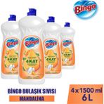 Bingo Mandalina Sıvı Elde Bulaşık Deterjanı 1500ML x 4 Adet 4 Kat Hızlı Etkili Temizlik - 1,5 lt