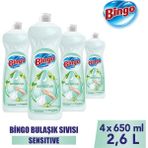 Bingo Sensitive Sıvı Elde Bulaşık Deterjanı 650 ml x 4 Adet Hipoalerjenik Özellikli