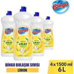 Bingo Sıvı Elde Bulaşık Deterjanı Limon 1500ML x 4 Adet - 1,5 lt