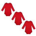 BINIDUCKLING Kırmızı 3'lü Paket Uzun Kollu Kız Çocuk Bodysuit