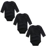 BINIDUCKLING Siyah 3'lü Paket Uzun Kollu Kız Çocuk Bodysuit