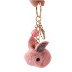 BININBOX Sevimli çizgi film anahtarlık el işi oyuncak araba kolye ucu yün keçe takı anahtarlık tavşan küçük kolye yaratıcı hediyeler, Pembe., 5*6cm