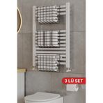 Bino 3 ADET Banyo Düzenleyici Organizer Şampuanlık Havlupan Askısı Havluluk Siyah Banyo Rafı Mutfak Rafı