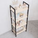 Bino 4 Katlı Mutfak Banyo Dolabı Rafı Ahşap ve Metal Malzemeden Çok Amaçlı 39x22x98 cm