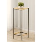 Bino 90 cm Modern Metal Ayaklı Çiçeklik - Ahşap Tablalı Büyük Boy Salon Saksı Standı İSKANDİNAV