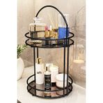 Bino Banyo Düzenleyici 2 Katlı 40CM Siyah Lüks Düzenleyici Organizer Banyo Rafı Şampuanlık Dekoratif