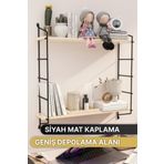 Bino Duvar Rafı Masif Doğal Ahşap Büyük Boy Geniş 2 Katlı Kitaplık Terek Mutfak Rafı Banyo Rafı