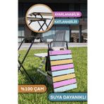 Bino Katlanır Kamp Masası Mutfak Masası Yükseklik Ayarlı Ahşap Piknik Masası Balkon Masası Renkli