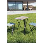 Bino Masa Sandalye Bistro Set Yükseklik Ayarlı Ahşap Kamp Masası Kamp Taburesi 3'lü SET