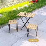 Bino Masa Tabure 3'lü Set Ahşap Renk