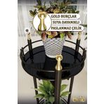 Bino Saksılık Organizer Bahçe Balkon Standı Çiçeklik Dekoratif Lüks Metal 2 Katlı Servis Sunum Tepsi