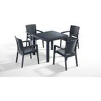Bintaş Mobilya 4 Kişilik Antrasit Rattan Bahçe Masa Sandalye Takımı - 90 x 90 cm Şık ve Dayanıklı Dış Mekan Masa Seti