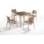 Bintaş Mobilya 4 Kişilik Cappucino Çöl Kahvesi Renk Bahçe Masa Sandalye Takımı 90 x 90. cm Dış Mekan Mobilya Seti
