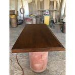 Bintaş Mobilya Bir Yanı Düz Biryanı Doğal Kenar Gürgen Ağacı Ceviz Rengi Kütük Masa Tablası 75X140.CM