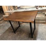 Bintaş Mobilya Gürgen Ağacı Doğal Kenar Ceviz Rengi Kütük Bar Masası Ölçüsü 120X75X105.CM