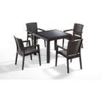 Bintaş Mobilya Kahverengi Rattan Dış Mekan Masa Sandalye Takımı - 4 Kişilik 90 x 90 cm Dikdörtgen Bahçe Seti
