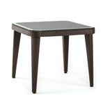 Bintaş Mobilya Rattan Plastik Temperli Camlı Venge Dış Mekan 90x90 cm Bahçe Masası