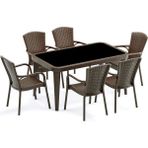 Bintaş Mobilya Rattan Plastik Wenge Bahçe Masa Sandalye Takımı