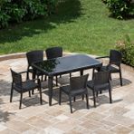 Bintaş Mobilya Siyah Bahçe Masa Sandalye Takımı 6 Kişilik 150X90.CM