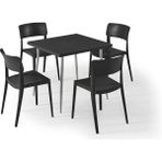 Bintaş Mobilya Siyah Kare Bahçe Masa Sandalye Takımı 80 x 80 cm Dış Mekan Için Şık ve Dayanıklı Mobilya Seti