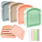 Binxus 4 ADET Sandviç Konteynerleri Plastik Sandviç Kabı Yeniden Kullanılabilir Sandviç Kapları Tost Kutusu Sandviç Konteynerleri Çocuklar için Sandviç Konteynerleri Sandviçler, Tost, Meyve, Salata