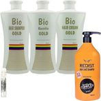 Bio Keratin Gold 3'lü Brezilya Fönü Kalıcı Saç Düzleştirici Keratin + Redist Tuzsuz 1000 ml Şampuan