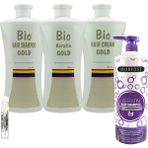 Bio Keratin Gold 3'lü Set Brezilya Fönü Kalıcı Saç Düzleştirici Keratin + Morfose Biotin 1000 ml Şampuan