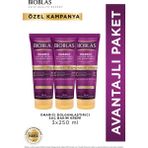 Bioblas Keratin & Kolajen Onarıcı Dolgunlaştırıcı Saç Bakım Kremi 3 x 250 Ml İnce ve Yıpranmış Saçlar