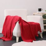 Biocotton Triko Ponponlu Örgü Tv Battaniyesi - Kırmızı