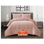 Biocotton Wellsoft Pudra Peluş Kadife Çift Kişilik Ergonomik Yastık Kılıflı Yorgan Seti