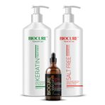 Biocure Keratin Saç Bakım Seti/ Kalıcı Saç Düzleştirici Brezilya Keratin Tuzsuz Şampuan Saç Bakım Yağı