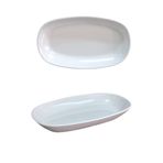 BİODATA %100 Kırılmaz 4 ADET Melamin Oval Kayık Tabak 24x14 cm - Beyaz Salata Meze Sos Tabağı