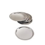 BİODATA 12'li Yuvarlak Paslanmaz Çelik Çay Tepsisi - 21 ,5cm Metal Servis Tabağı