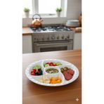 BİODATA Bölmeli Servis Tabağı-28 cm-Kırılmaya Dayanıklı Mermer Desenli Kahvaltılık ve Çerezlik Sunum Tepsisi