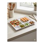 BİODATA Melamin 33x26 cm Çok Bölmeli Kahvaltı Tabağı - Tabldot Servis Tepsisi Sunum Tabağı
