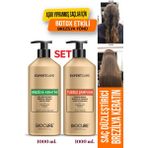 Bioder Biocure Saç Düzleştirici Keratin Bakımı 1000 ml + Tuzsuz Arındırıcı 1000 ml Brezilya Fönü Şampuan