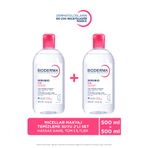 Bioderma Sensibio H2O Micellar Makyaj Temizleme Suyu 2'li Set Hassas ve Tüm Ciltler Yüz ve Göz Çevresi 500ml