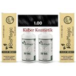 BioMagic 1.00 Siyah Amonyaksız Organik İçerikli Kalıcı Saç Boyası (2 Boya 2 Oksidan)