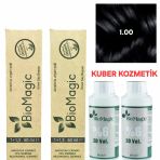 Biomagic 1.00 Siyah Organik Amonyaksız Saç Boyası 2Boya+2Oksidan