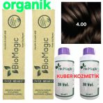 Biomagic 4.00 Kahve Biomagic Organik Amonyaksız Saç Boyası 2Boya+2Oksidan