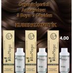 Biomagic 4.00 Orta Kahve Organik İçerikli Amonyaksız Kalıcı Kokusuz Saç Boyası 3 Boya 3 Oksidan