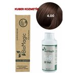 BIOMAGIC 4.00 Orta Kahve Organik İçerikli Amonyaksız Kalıcı Saç Boyası + Oksidan