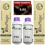 Biomagic 5.03 Fındık Kabuğu Organik İçerikli Amonyaksız Kalıcı Saç Boyası 2 Boya+2 Oksidan