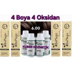 Biomagic 6.00 Koyu Kumral Organik Içerikli Amonyaksız Kalıcı Saç Boyası 4boya +4oksidan