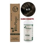 Biomagic 6.11 Yoğun Küllü Koyu Kumral Organik Içerikli Amonyaksız Kalıcı Saç Boyası +Oksidan