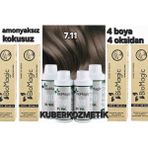 Biomagic 7.11 Yoğun Küllü Kumral Organik Içerikli Amonyaksız Kalıcı Saç Boyası 4 Boya+4 Oksidan
